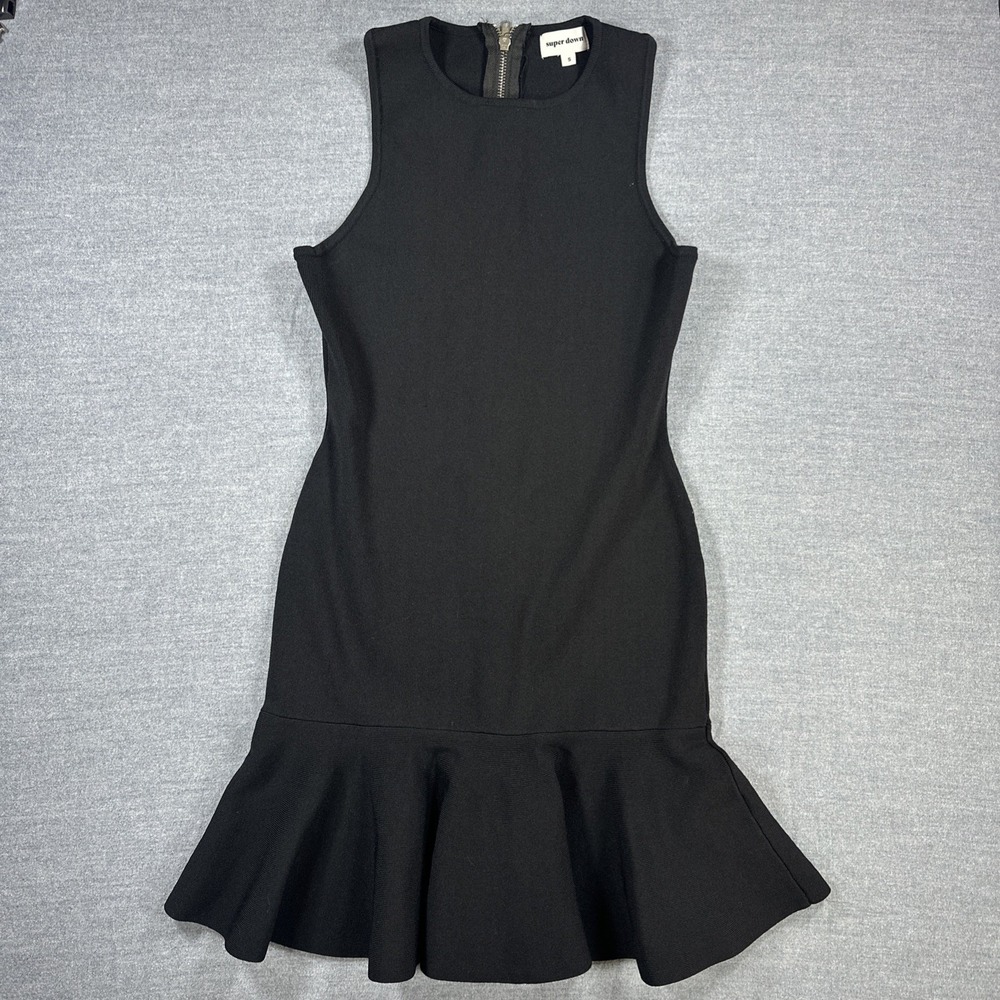 Super Down Jazzie Ruffle Black Ruffle Dress Size Small Body Con EUC
